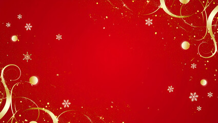 Elegant red and gold christmas background with snowflakes and festive swirls