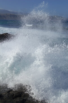 Storm at Las Canteras beach in Las Palmas de Gran Canaria, La Puntilla &aacute;rea at the northern end of the beach