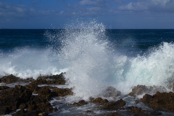 Storm at Las Canteras beach in Las Palmas de Gran Canaria, La Puntilla &aacute;rea at the northern end of the beach