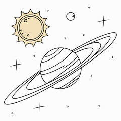 Single planet orbiting around bright star white rings © shahin10