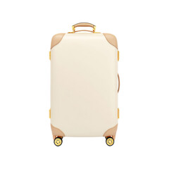 Elegant Beige Suitcase With Leather Accents. Luxury Travel And Stylish Luggage Design. Isolated On Transparent Background