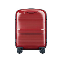 Red Hard-Shell Suitcase With Wheels. Travel And Luggage Solutions. Isolated On Transparent Background