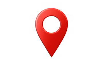 Red location pin 3d rendering for navigation, mapping, destination, and travel on a transparent background