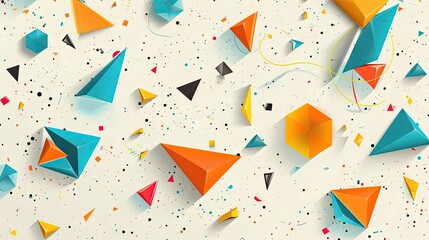 Multicolored geometric shapes on a light background. The concept of futuristic digital design and abstract art.