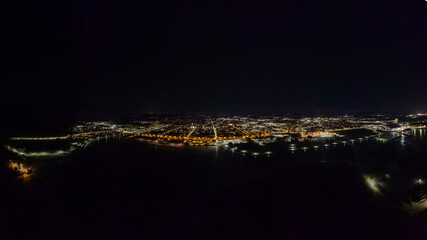 Evening view of streets of Raahe town in Finland