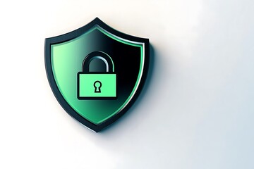 Secure protection shield with locked padlock icon for safety and defense