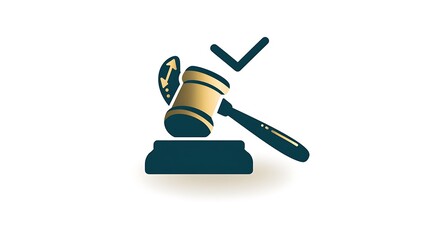 Judge gavel with check mark symbolizing legal approval or court decision