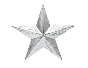 A gleaming, five-pointed star with a metallic, textured appearance, isolated against a stark black background