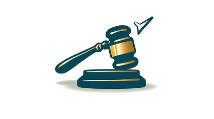 Judge gavel with paper flying by on white background