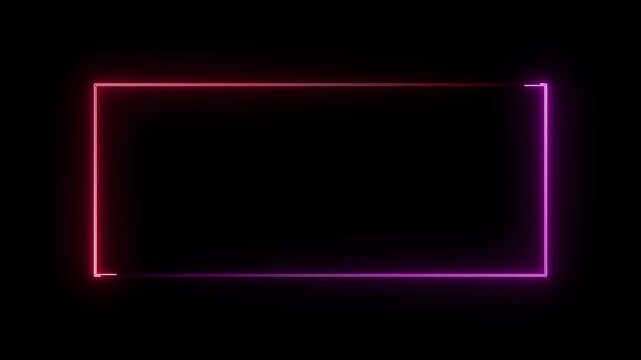 square rectangle picture frame icon animation glowing neon red color border frame display neon box movement screen round