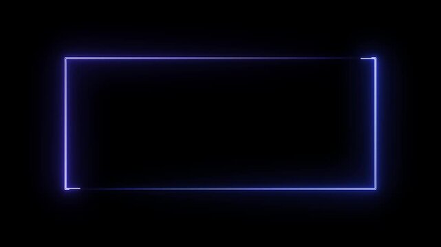 square rectangle picture frame icon animation glowing neon red color border frame display neon box movement screen round