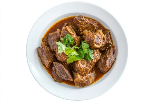 Slow cooked goat meat known as hilib ari served plainly on a white plate with light spices on a clean background highlighting traditional Somali cuisine