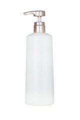 White plastic pump cap bottle isolated on white.