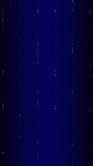 Obraz premium abstract blue background with string dots and shiny particles falling , futuristic ai technology and science vertical social media background