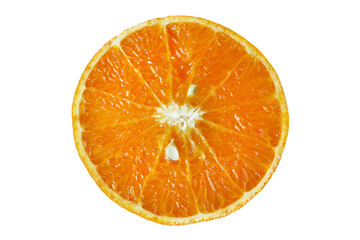Close-up of citrus orange slice isolated full transparent png.