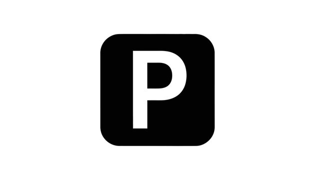 Parking sign icon, letter P parking lot symbol, traffic information vector illustration.