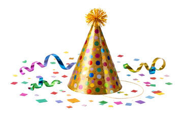 Colorful Party Hat with Confetti and Streamers