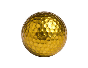 A close-up shot of a single, gleaming, golden golf ball isolated against a black background (1)