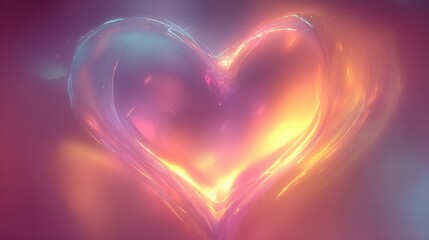 Glowing heart shape creating abstract energy lines