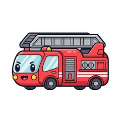 Cute cartoon fire truck vehicle.
