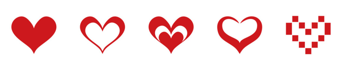 Valentine Red Heart Vector Icon Set Love, Romance, and Dating Symbols. Greeting Card, Instagram Flyer, Poster, Branding, Decoration	