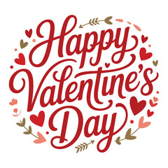 Image is a digital illustration with a transparent background, featuring the phrase 'Happy Valentine's Day' in a bold, cursive font.
