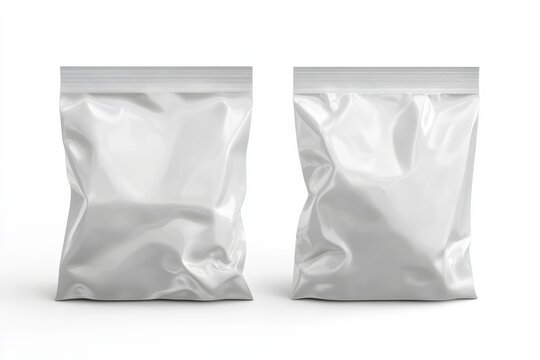 Blank snack bag mockup for chips or food packaging set on a white background designed for product display and marketing purposes