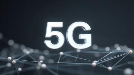 Advanced Visualization of 5G Network Technology with Glowing Elements in a Modern Conceptual Design