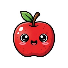 Obraz premium Cute cartoon apple with smiling face.