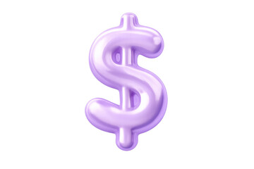 Obraz premium Dollar sign inflating with glossy lavender texture. Representing finance, currency, wealth, and soft 3d graphic