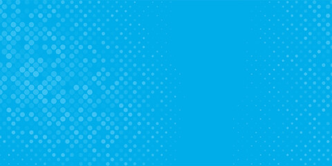 Modern Halftone dots on blue background. Comic pop art style blank layout. Template design for comic book, presentation, sale or web banner. Vector Eps 10