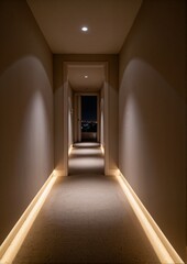 Illuminated Corridor with Soft Floor Lighting for Safe Night Navigation at Home
