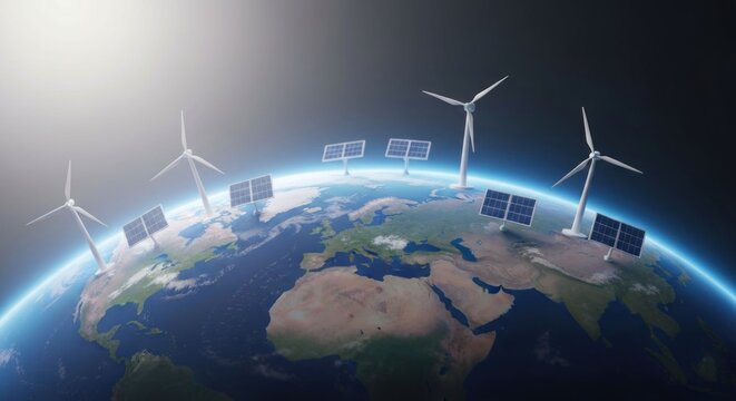 Earth with solar & wind