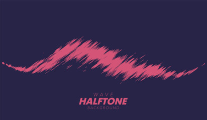 Abstract vector torn halftone fluid wave. Scratched dotted pop art wavy dynamic texture.