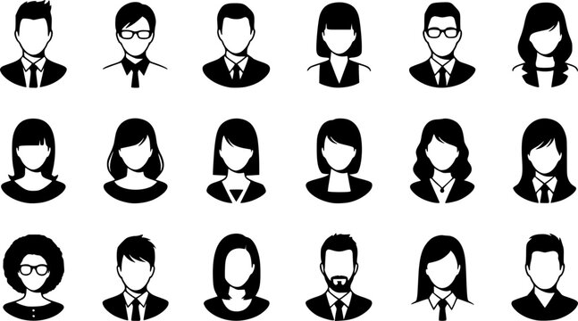 Set of vector avatar profile icon in silhouettes.
