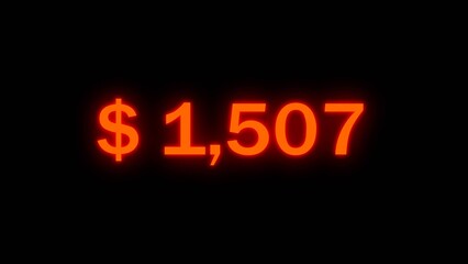 Financial dollar counting number illustration. Dollar increasing counter money. Business dollar number text. Increase business growth counter number.