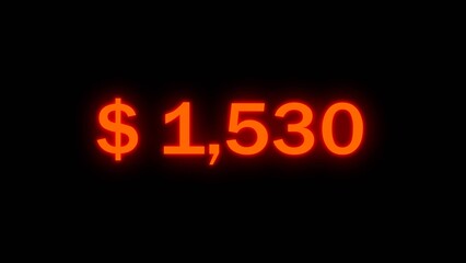 Financial dollar counting number illustration. Dollar increasing counter money. Business dollar number text. Increase business growth counter number.