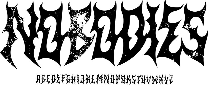 Extreme Black Metal Font &ndash; Aggressive Spiked Alphabet Typeface with Dark Underground Meaning for Designers