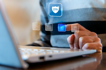 Two Factor Authentication 2FA Options OTP SMS Biometrics TOTP Hardware Key Security Setup For Safer Login And Account Protection On Laptop. Authentication App Token