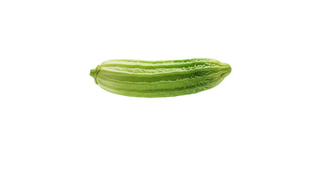 Fresh Green Ribbed Gourd or Cucumber isolated PNG with Transparent Background