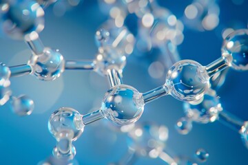 Glass molecules forming a complex structure, representing scientific research and nanotechnology