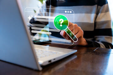 AI Search Results On Laptop, Verification And Fact Check Before Sharing Online, Responsible Web Habits When AI Can Make Mistakes And Misinformation