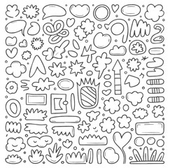 Botanical and organic hand drawn shapes arrows and decorative elements for diary and creative planning layouts