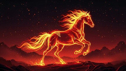 Fiery Horse Chinese Zodiac New Year Illustration