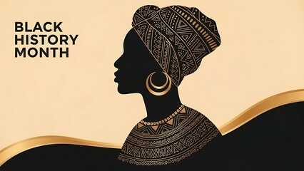 African Woman Silhouette in Traditional Headwrap