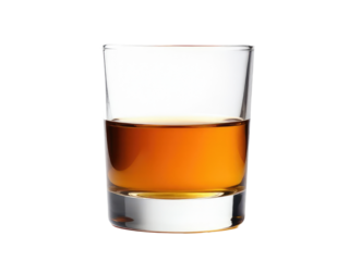 A single serving of whiskey sits on a table, ready for consumption