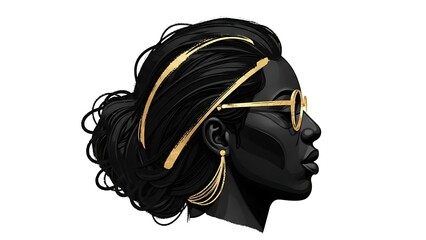 Black History Month African Woman Portrait with Gold Accents