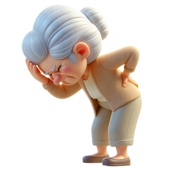 Elderly woman holding the back of her head, showing tension pain