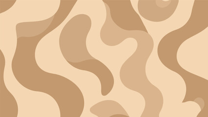 Brown beige camouflage pattern, abstract organic shapes, fluid layered texture, military nature design background, flat vector illustration © MoonMoonAktar