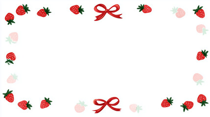 いちごとリボンのかわいいフレーム